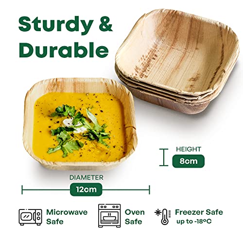 DISPOSABLE GREEN – Square Disposable Bowls, Areca Leaf Serving Bowls, Serving Bowls for Parties, Weddings, Catering, & More, Disposable Bowls for Hot Food & Cold Food, 12L x 12W x 4D cm, 25-Pcs 5 DISPOSABLE GREEN – Square Disposable Bowls, Areca Leaf Serving Bowls, Serving Bowls for Parties, Weddings, Catering, & More, Disposable Bowls for Hot Food & Cold Food, 12L x 12W x 4D cm, 25-Pcs - Image 5