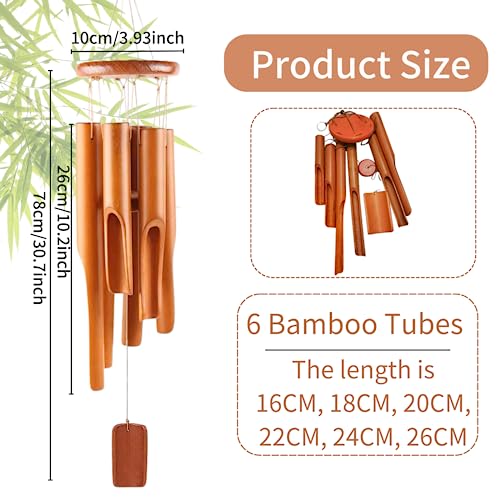DONGDA Bamboo Wind Chimes, 6 Tubes Wooden Wind Chimes Outdoor & Indoor, 75cm, Perfect for Garden Yard Patio - Memorial Gifts, Brown 2 DONGDA Bamboo Wind Chimes, 6 Tubes Wooden Wind Chimes Outdoor & Indoor, 75cm, Perfect for Garden Yard Patio - Memorial Gifts, Brown - Image 2