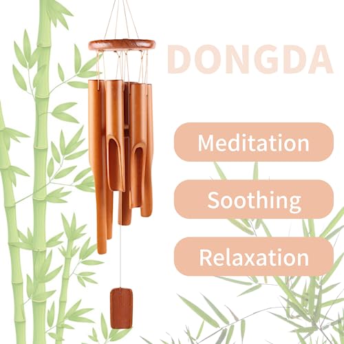 DONGDA Bamboo Wind Chimes, 6 Tubes Wooden Wind Chimes Outdoor & Indoor, 75cm, Perfect for Garden Yard Patio - Memorial Gifts, Brown 5 DONGDA Bamboo Wind Chimes, 6 Tubes Wooden Wind Chimes Outdoor & Indoor, 75cm, Perfect for Garden Yard Patio - Memorial Gifts, Brown - Image 5