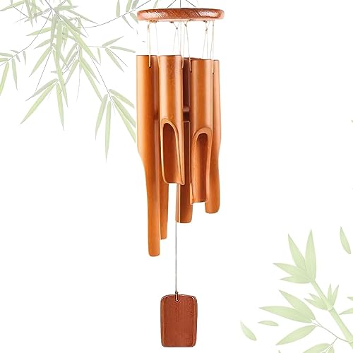 DONGDA Bamboo Wind Chimes, 6 Tubes Wooden Wind Chimes Outdoor & Indoor, 75cm, Perfect for Garden Yard Patio - Memorial Gifts, Brown 1 DONGDA Bamboo Wind Chimes, 6 Tubes Wooden Wind Chimes Outdoor & Indoor, 75cm, Perfect for Garden Yard Patio - Memorial Gifts, Brown