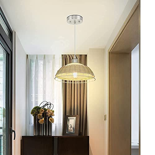 Depuley Modern Pendant Light, E27 Rattan Ceiling Light, Adjustable Chandelier with Glass and Weaving Bamboo Lampshade Pendant Light Fixture for Living Room,Bedroom,Dining Room,Kitchen(Bulb not incl) 2 Depuley Modern Pendant Light, E27 Rattan Ceiling Light, Adjustable Chandelier with Glass and Weaving Bamboo Lampshade Pendant Light Fixture for Living Room,Bedroom,Dining Room,Kitchen(Bulb not incl) - Image 2
