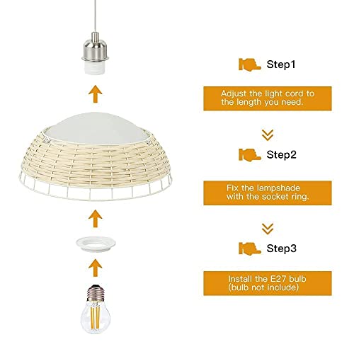 Depuley Modern Pendant Light, E27 Rattan Ceiling Light, Adjustable Chandelier with Glass and Weaving Bamboo Lampshade Pendant Light Fixture for Living Room,Bedroom,Dining Room,Kitchen(Bulb not incl) 5 Depuley Modern Pendant Light, E27 Rattan Ceiling Light, Adjustable Chandelier with Glass and Weaving Bamboo Lampshade Pendant Light Fixture for Living Room,Bedroom,Dining Room,Kitchen(Bulb not incl) - Image 5