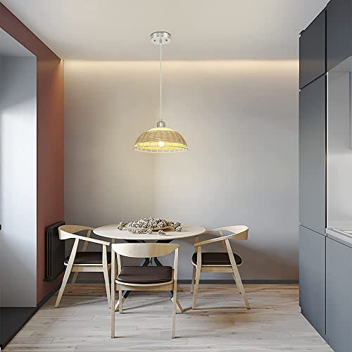 Depuley Modern Pendant Light, E27 Rattan Ceiling Light, Adjustable Chandelier with Glass and Weaving Bamboo Lampshade Pendant Light Fixture for Living Room,Bedroom,Dining Room,Kitchen(Bulb not incl) 6 Depuley Modern Pendant Light, E27 Rattan Ceiling Light, Adjustable Chandelier with Glass and Weaving Bamboo Lampshade Pendant Light Fixture for Living Room,Bedroom,Dining Room,Kitchen(Bulb not incl) - Image 6