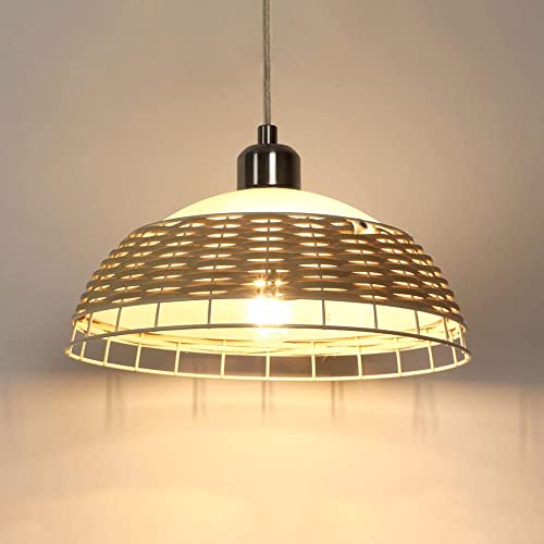 Depuley Modern Pendant Light, E27 Rattan Ceiling Light, Adjustable Chandelier with Glass and Weaving Bamboo Lampshade Pendant Light Fixture for Living Room,Bedroom,Dining Room,Kitchen(Bulb not incl) 1 Depuley Modern Pendant Light, E27 Rattan Ceiling Light, Adjustable Chandelier with Glass and Weaving Bamboo Lampshade Pendant Light Fixture for Living Room,Bedroom,Dining Room,Kitchen(Bulb not incl)