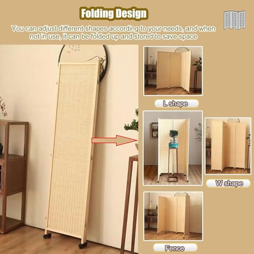 Dressing Screen Room Divider 4 Panels, 59'' 67'' 71'' 78'' Portable Bamboo&Wood Separator Wall,Balcony/Home/Studio/Office Privacy Screen,Freestanding Temporary Fence - Natural (Size : 180cm/71in H, 5 Dressing Screen Room Divider 4 Panels, 59'' 67'' 71'' 78'' Portable Bamboo&Wood Separator Wall,Balcony/Home/Studio/Office Privacy Screen,Freestanding Temporary Fence - Natural (Size : 180cm/71in H, - Image 5