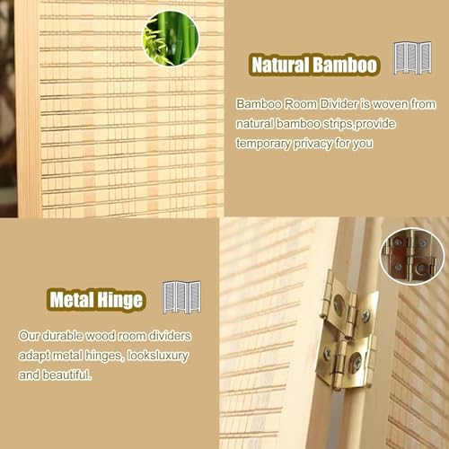 Dressing Screen Room Divider 4 Panels, 59'' 67'' 71'' 78'' Portable Bamboo&Wood Separator Wall,Balcony/Home/Studio/Office Privacy Screen,Freestanding Temporary Fence - Natural (Size : 180cm/71in H, 6 Dressing Screen Room Divider 4 Panels, 59'' 67'' 71'' 78'' Portable Bamboo&Wood Separator Wall,Balcony/Home/Studio/Office Privacy Screen,Freestanding Temporary Fence - Natural (Size : 180cm/71in H, - Image 6