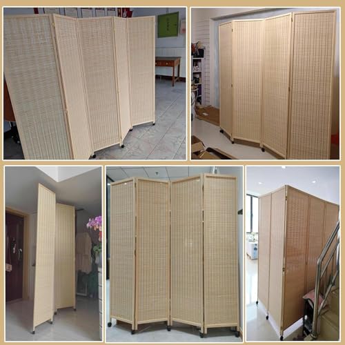 Dressing Screen Room Divider 4 Panels, 59'' 67'' 71'' 78'' Portable Bamboo&Wood Separator Wall,Balcony/Home/Studio/Office Privacy Screen,Freestanding Temporary Fence - Natural (Size : 180cm/71in H, 7 Dressing Screen Room Divider 4 Panels, 59'' 67'' 71'' 78'' Portable Bamboo&Wood Separator Wall,Balcony/Home/Studio/Office Privacy Screen,Freestanding Temporary Fence - Natural (Size : 180cm/71in H, - Image 7