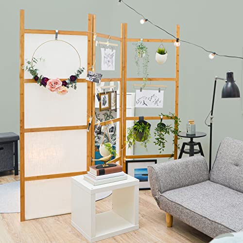 DuneDesign Fillable 3 Panel Room Divider - 180x180 Bamboo Plant Shelves Foldable Screen Divider - Portable Room Divider Wooden Panel Room Separator - Office Partition Bath Divider Kitchen Partition 3 DuneDesign Fillable 3 Panel Room Divider - 180x180 Bamboo Plant Shelves Foldable Screen Divider - Portable Room Divider Wooden Panel Room Separator - Office Partition Bath Divider Kitchen Partition - Image 3
