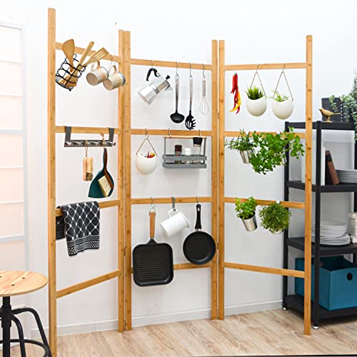 DuneDesign Fillable 3 Panel Room Divider - 180x180 Bamboo Plant Shelves Foldable Screen Divider - Portable Room Divider Wooden Panel Room Separator - Office Partition Bath Divider Kitchen Partition 4 DuneDesign Fillable 3 Panel Room Divider - 180x180 Bamboo Plant Shelves Foldable Screen Divider - Portable Room Divider Wooden Panel Room Separator - Office Partition Bath Divider Kitchen Partition - Image 4