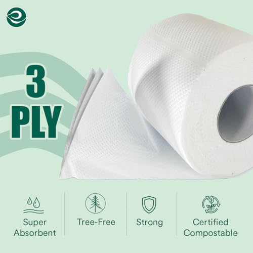 Eco Soul Bamboo Toilet Roll 24 Pack of 3 Ply Toilet Paper 300 Sheets per Roll | Compostable - FSC Certified Soft & Strong Sustainable Loo Roll Eco-Friendly Septic Safe Organic Bath Tissues 3 Eco Soul Bamboo Toilet Roll 24 Pack of 3 Ply Toilet Paper 300 Sheets per Roll | Compostable - FSC Certified Soft & Strong Sustainable Loo Roll Eco-Friendly Septic Safe Organic Bath Tissues - Image 3