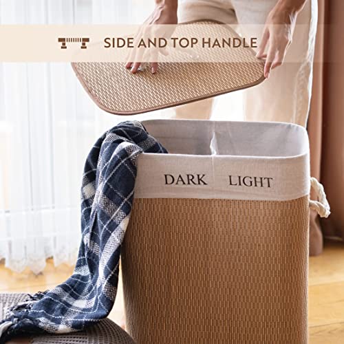 ENGLISH HOME Bamboo Foldable Laundry Basket with Lid, Hamper Basket with Removable Liner, Storage Organizer, Washing Baskets for Laundry Bathroom, 72 L, 35x35x60 cm, Brown 6 ENGLISH HOME Bamboo Foldable Laundry Basket with Lid, Hamper Basket with Removable Liner, Storage Organizer, Washing Baskets for Laundry Bathroom, 72 L, 35x35x60 cm, Brown - Image 6