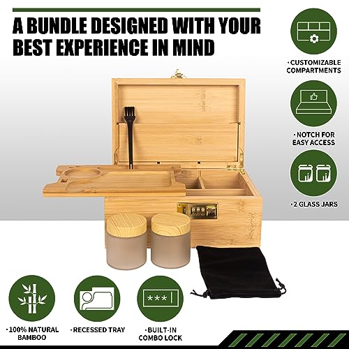 EasyStar Hash Box Bamboo Large Organiser Box with Combination, Wooden Storage Boxes with Locks, Storage Box Sets, Tray Jars, Accessory Tools for Storing Items 2 EasyStar Hash Box Bamboo Large Organiser Box with Combination, Wooden Storage Boxes with Locks, Storage Box Sets, Tray Jars, Accessory Tools for Storing Items - Image 2