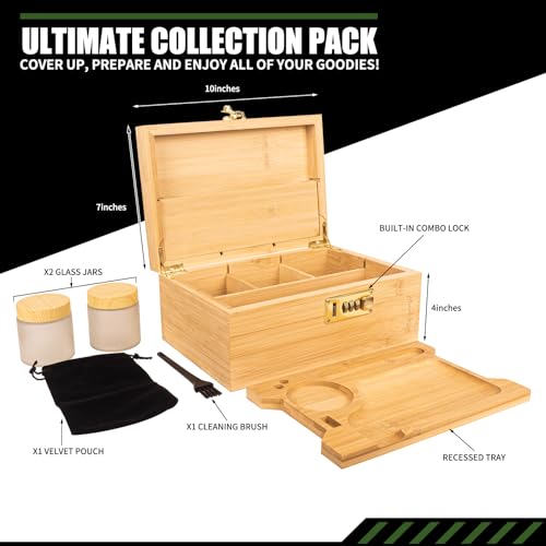 EasyStar Hash Box Bamboo Large Organiser Box with Combination, Wooden Storage Boxes with Locks, Storage Box Sets, Tray Jars, Accessory Tools for Storing Items 3 EasyStar Hash Box Bamboo Large Organiser Box with Combination, Wooden Storage Boxes with Locks, Storage Box Sets, Tray Jars, Accessory Tools for Storing Items - Image 3