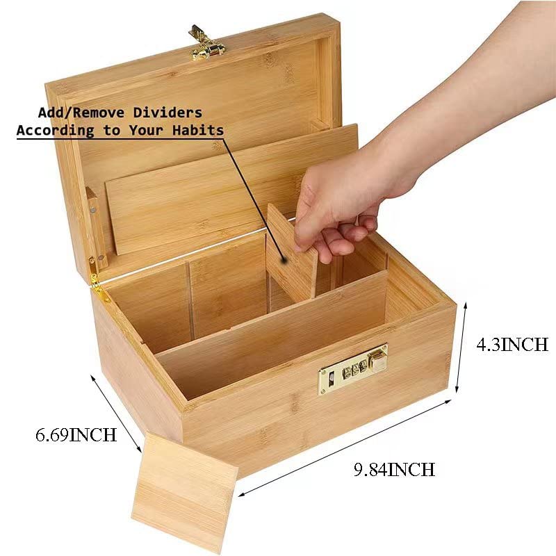 EasyStar Hash Box Bamboo Large Organiser Box with Combination, Wooden Storage Boxes with Locks, Storage Box Sets, Tray Jars, Accessory Tools for Storing Items 4 EasyStar Hash Box Bamboo Large Organiser Box with Combination, Wooden Storage Boxes with Locks, Storage Box Sets, Tray Jars, Accessory Tools for Storing Items - Image 4