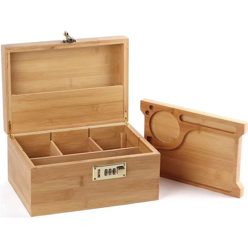 EasyStar Hash Box Bamboo Large Organiser Box with Combination, Wooden Storage Boxes with Locks, Storage Box Sets, Tray Jars, Accessory Tools for Storing Items 5 EasyStar Hash Box Bamboo Large Organiser Box with Combination, Wooden Storage Boxes with Locks, Storage Box Sets, Tray Jars, Accessory Tools for Storing Items - Image 5