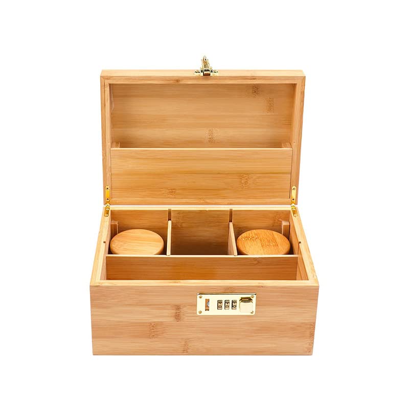 EasyStar Hash Box Bamboo Large Organiser Box with Combination, Wooden Storage Boxes with Locks, Storage Box Sets, Tray Jars, Accessory Tools for Storing Items 6 EasyStar Hash Box Bamboo Large Organiser Box with Combination, Wooden Storage Boxes with Locks, Storage Box Sets, Tray Jars, Accessory Tools for Storing Items - Image 6