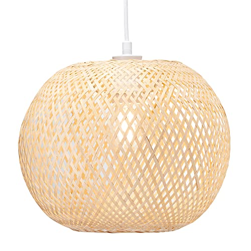 Happy Homewares Eco Friendly Modern Spherical Cage Designed Bamboo Strap Ceiling Pendant Lamp Shade | 28cm x 30cm | 60w Max | Shade Only 2 Happy Homewares Eco Friendly Modern Spherical Cage Designed Bamboo Strap Ceiling Pendant Lamp Shade | 28cm x 30cm | 60w Max | Shade Only - Image 2