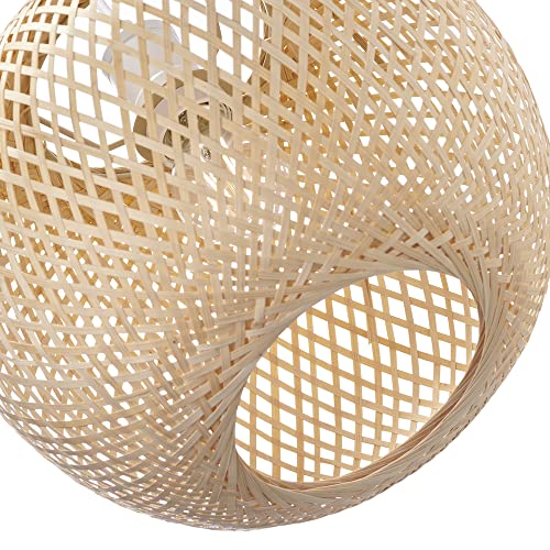 Happy Homewares Eco Friendly Modern Spherical Cage Designed Bamboo Strap Ceiling Pendant Lamp Shade | 28cm x 30cm | 60w Max | Shade Only 3 Happy Homewares Eco Friendly Modern Spherical Cage Designed Bamboo Strap Ceiling Pendant Lamp Shade | 28cm x 30cm | 60w Max | Shade Only - Image 3