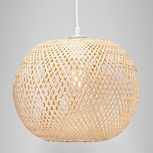 Happy Homewares Eco Friendly Modern Spherical Cage Designed Bamboo Strap Ceiling Pendant Lamp Shade | 28cm x 30cm | 60w Max | Shade Only 6 Happy Homewares Eco Friendly Modern Spherical Cage Designed Bamboo Strap Ceiling Pendant Lamp Shade | 28cm x 30cm | 60w Max | Shade Only - Image 6
