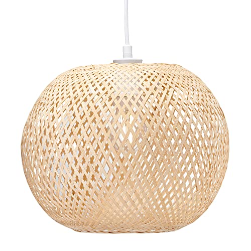 Happy Homewares Eco Friendly Modern Spherical Cage Designed Bamboo Strap Ceiling Pendant Lamp Shade | 28cm x 30cm | 60w Max | Shade Only 1 Happy Homewares Eco Friendly Modern Spherical Cage Designed Bamboo Strap Ceiling Pendant Lamp Shade | 28cm x 30cm | 60w Max | Shade Only