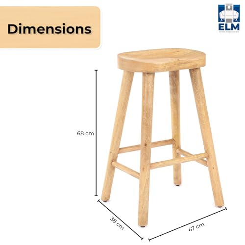 Elm home and garden 68cm Wooden Bar Stool Kitchen Pub Cafe Solid 3 Elm home and garden 68cm Wooden Bar Stool Kitchen Pub Cafe Solid - Image 3