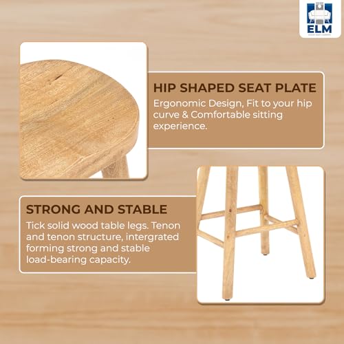 Elm home and garden 68cm Wooden Bar Stool Kitchen Pub Cafe Solid 7 Elm home and garden 68cm Wooden Bar Stool Kitchen Pub Cafe Solid - Image 7