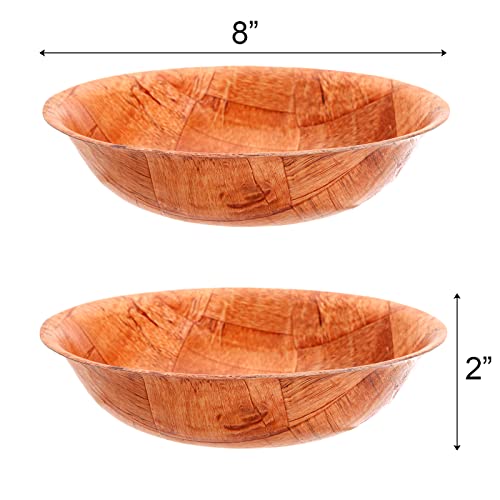 Elsjoy 8 Pack Wooden Woven Salad Bowl, 8 Inch Stackable Round Wood Serving Bowl, Rustic Mixing Bowl for Salad, Fruits, Vegetables, Natural Birch Wood 2 Elsjoy 8 Pack Wooden Woven Salad Bowl, 8 Inch Stackable Round Wood Serving Bowl, Rustic Mixing Bowl for Salad, Fruits, Vegetables, Natural Birch Wood - Image 2