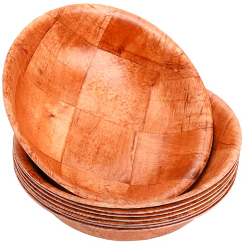 Elsjoy 8 Pack Wooden Woven Salad Bowl, 8 Inch Stackable Round Wood Serving Bowl, Rustic Mixing Bowl for Salad, Fruits, Vegetables, Natural Birch Wood 1 Elsjoy 8 Pack Wooden Woven Salad Bowl, 8 Inch Stackable Round Wood Serving Bowl, Rustic Mixing Bowl for Salad, Fruits, Vegetables, Natural Birch Wood
