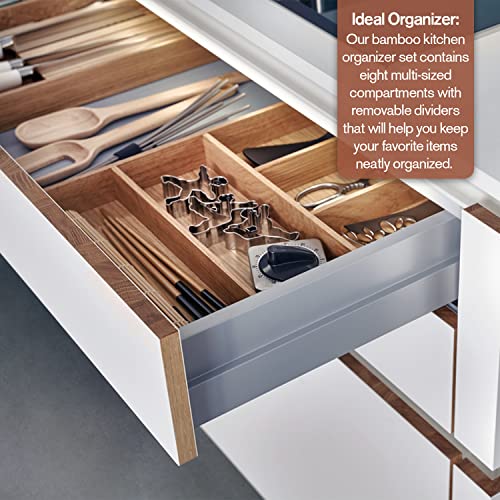 Eryks Wholesale Drawer Organizer Bamboo Set of 8 Desk Drawer Organiser Trays - Multi-Sized Sections with Removable Partitions- Perfect for Home and Office Use 2 Eryks Wholesale Drawer Organizer Bamboo Set of 8 Desk Drawer Organiser Trays - Multi-Sized Sections with Removable Partitions- Perfect for Home and Office Use - Image 2