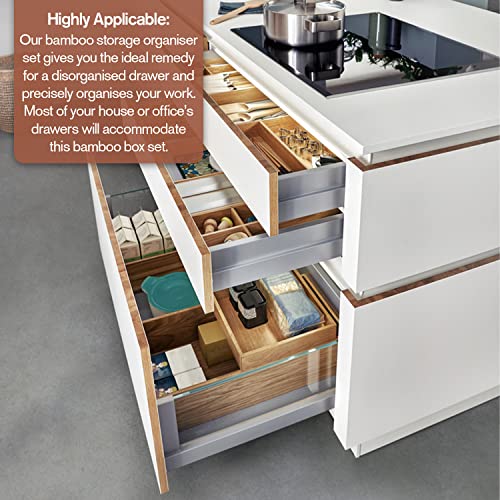 Eryks Wholesale Drawer Organizer Bamboo Set of 8 Desk Drawer Organiser Trays - Multi-Sized Sections with Removable Partitions- Perfect for Home and Office Use 6 Eryks Wholesale Drawer Organizer Bamboo Set of 8 Desk Drawer Organiser Trays - Multi-Sized Sections with Removable Partitions- Perfect for Home and Office Use - Image 6