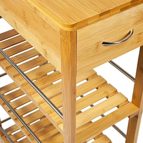 FEFE® 4 Tier Slim Portable Natural Bamboo Space Saver Wood Kitchen Trolley Drawer Organiser Cart Island Storage Basket Utility Organizer Rack, Slimline Bamboo Kitchen Islands Storage Trolley Cart 4 FEFE® 4 Tier Slim Portable Natural Bamboo Space Saver Wood Kitchen Trolley Drawer Organiser Cart Island Storage Basket Utility Organizer Rack, Slimline Bamboo Kitchen Islands Storage Trolley Cart - Image 4