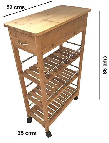 FEFE® 4 Tier Slim Portable Natural Bamboo Space Saver Wood Kitchen Trolley Drawer Organiser Cart Island Storage Basket Utility Organizer Rack, Slimline Bamboo Kitchen Islands Storage Trolley Cart 5 FEFE® 4 Tier Slim Portable Natural Bamboo Space Saver Wood Kitchen Trolley Drawer Organiser Cart Island Storage Basket Utility Organizer Rack, Slimline Bamboo Kitchen Islands Storage Trolley Cart - Image 5