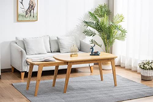 FUYUN Bamboo Nesting Coffee Table Set - Expandable and Stackable - Square with Round Corners - Ideal for Living Room, Office, Apartment 2 FUYUN Bamboo Nesting Coffee Table Set - Expandable and Stackable - Square with Round Corners - Ideal for Living Room, Office, Apartment - Image 2
