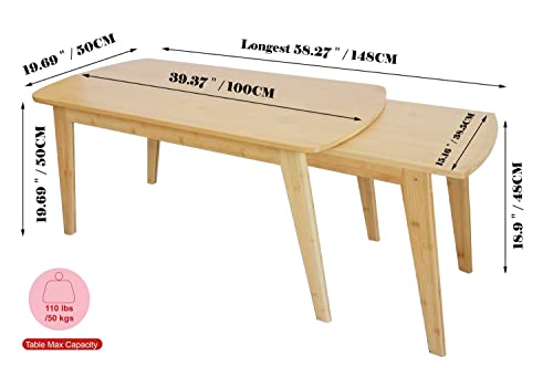FUYUN Bamboo Nesting Coffee Table Set - Expandable and Stackable - Square with Round Corners - Ideal for Living Room, Office, Apartment 3 FUYUN Bamboo Nesting Coffee Table Set - Expandable and Stackable - Square with Round Corners - Ideal for Living Room, Office, Apartment - Image 3