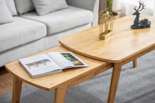 FUYUN Bamboo Nesting Coffee Table Set - Expandable and Stackable - Square with Round Corners - Ideal for Living Room, Office, Apartment 5 FUYUN Bamboo Nesting Coffee Table Set - Expandable and Stackable - Square with Round Corners - Ideal for Living Room, Office, Apartment - Image 5