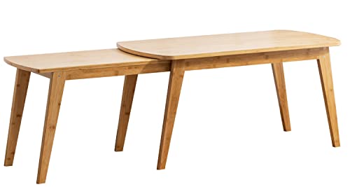 FUYUN Bamboo Nesting Coffee Table Set - Expandable and Stackable - Square with Round Corners - Ideal for Living Room, Office, Apartment 1 FUYUN Bamboo Nesting Coffee Table Set - Expandable and Stackable - Square with Round Corners - Ideal for Living Room, Office, Apartment