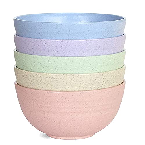 5Pack Plastic Bowls, Unbreakable Pasta Bowls Food-Safe Lightweight Reusable Tableware Dinnerware Fruit Snack Container Healthy Camping Bowl for Kids Adult (Color) 1 5Pack Plastic Bowls, Unbreakable Pasta Bowls Food-Safe Lightweight Reusable Tableware Dinnerware Fruit Snack Container Healthy Camping Bowl for Kids Adult (Color)
