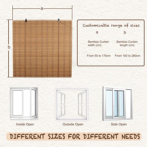 FoundGo Bamboo Blinds Customizable, 50-160cm Width, 100-280cm Height, No Drill Roman Wooden Blackout Blinds, DayNight Sun Shade Curtain for Indoor, Balcony, Garden(Width x Height) 4 FoundGo Bamboo Blinds Customizable, 50-160cm Width, 100-280cm Height, No Drill Roman Wooden Blackout Blinds, DayNight Sun Shade Curtain for Indoor, Balcony, Garden(Width x Height) - Image 4