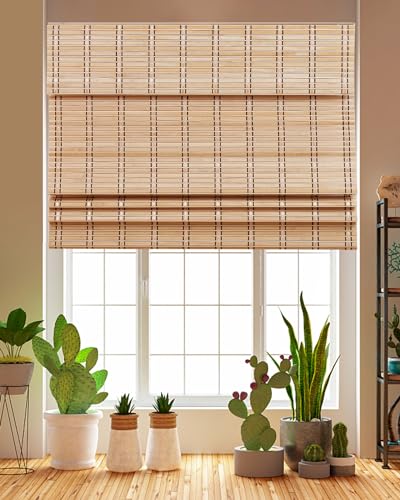 FoundGo Cordless Bamboo Blinds Width x Height 61x163cm/24"x 64", Retro Bamboo Roll Up Window Wooden Roller Curtain Light Filtering Shades for Windows,Veranda 1 FoundGo Cordless Bamboo Blinds Width x Height 61x163cm/24"x 64", Retro Bamboo Roll Up Window Wooden Roller Curtain Light Filtering Shades for Windows,Veranda