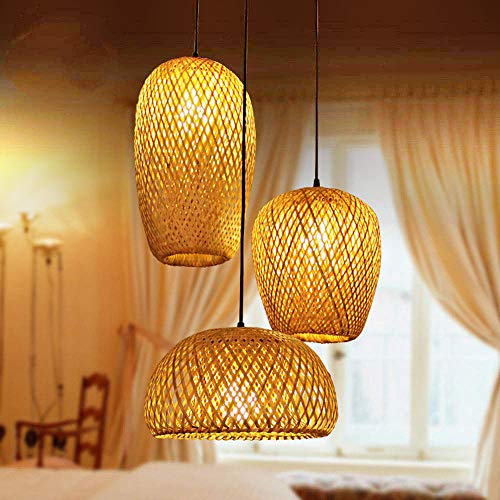 GCQ Bamboo Light Fixtures, 3 Headlights E26 E27 Retro Rustic Bamboo Wicker Rattan Chandelier Ceiling Hanging Light for Living Room Bedroom Farmhouse Restaurant Cafe Teahouse Bar Dining Room Club 2 GCQ Bamboo Light Fixtures, 3 Headlights E26 E27 Retro Rustic Bamboo Wicker Rattan Chandelier Ceiling Hanging Light for Living Room Bedroom Farmhouse Restaurant Cafe Teahouse Bar Dining Room Club - Image 2