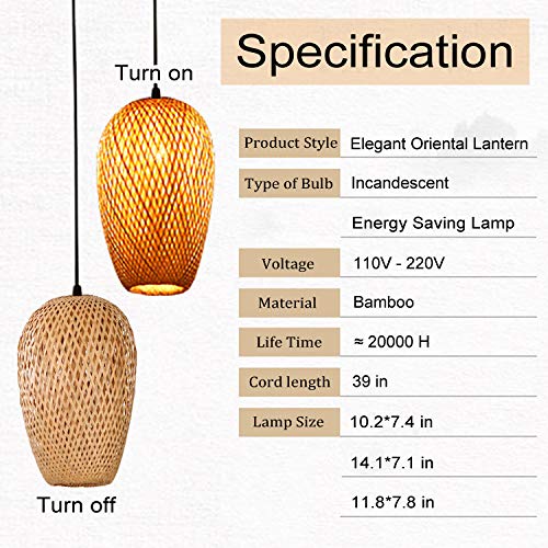 GCQ Bamboo Light Fixtures, 3 Headlights E26 E27 Retro Rustic Bamboo Wicker Rattan Chandelier Ceiling Hanging Light for Living Room Bedroom Farmhouse Restaurant Cafe Teahouse Bar Dining Room Club 3 GCQ Bamboo Light Fixtures, 3 Headlights E26 E27 Retro Rustic Bamboo Wicker Rattan Chandelier Ceiling Hanging Light for Living Room Bedroom Farmhouse Restaurant Cafe Teahouse Bar Dining Room Club - Image 3