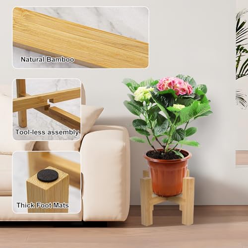 GHIBFBT Bamboo Plant Stand, 2PCS Fit for Stable Fits within 21cm in Diameter Plant Pots, Modern Simple Flowerpot Display Stand for Balcony, Living Room 4 GHIBFBT Bamboo Plant Stand, 2PCS Fit for Stable Fits within 21cm in Diameter Plant Pots, Modern Simple Flowerpot Display Stand for Balcony, Living Room - Image 4