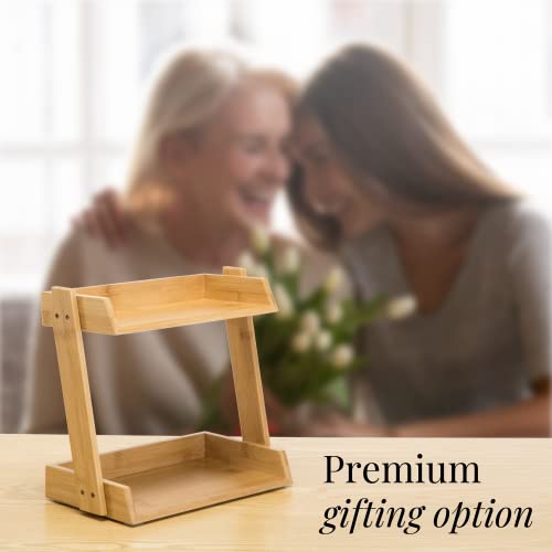 GOBAM Bamboo Makeup Organiser, Large - 2 Layer Countertop Organiser for Makeup Brushes, Cosmetics & Perfume - Easy Assembly - Display Make up Box for Cosmetics & Jewellery - Natural 3 GOBAM Bamboo Makeup Organiser, Large - 2 Layer Countertop Organiser for Makeup Brushes, Cosmetics & Perfume - Easy Assembly - Display Make up Box for Cosmetics & Jewellery - Natural - Image 3