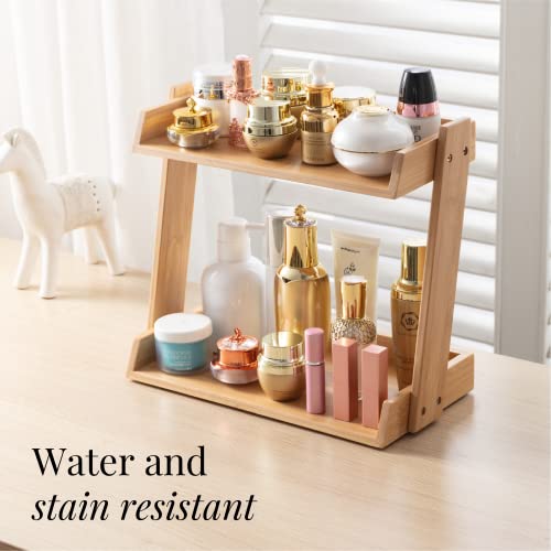 GOBAM Bamboo Makeup Organiser, Large - 2 Layer Countertop Organiser for Makeup Brushes, Cosmetics & Perfume - Easy Assembly - Display Make up Box for Cosmetics & Jewellery - Natural 4 GOBAM Bamboo Makeup Organiser, Large - 2 Layer Countertop Organiser for Makeup Brushes, Cosmetics & Perfume - Easy Assembly - Display Make up Box for Cosmetics & Jewellery - Natural - Image 4