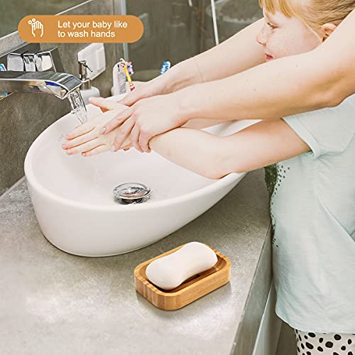 GUANJUNE Pack of 2 Natural Wood Bamboo Soap Dish Holder for Bathroom Kitchen Sponges Accessories Storage 4 GUANJUNE Pack of 2 Natural Wood Bamboo Soap Dish Holder for Bathroom Kitchen Sponges Accessories Storage - Image 4