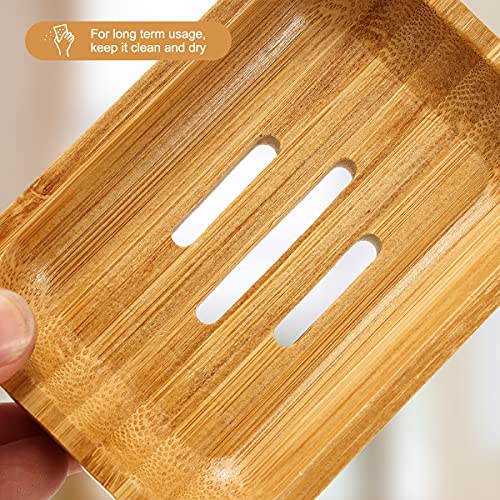 GUANJUNE Pack of 2 Natural Wood Bamboo Soap Dish Holder for Bathroom Kitchen Sponges Accessories Storage 5 GUANJUNE Pack of 2 Natural Wood Bamboo Soap Dish Holder for Bathroom Kitchen Sponges Accessories Storage - Image 5