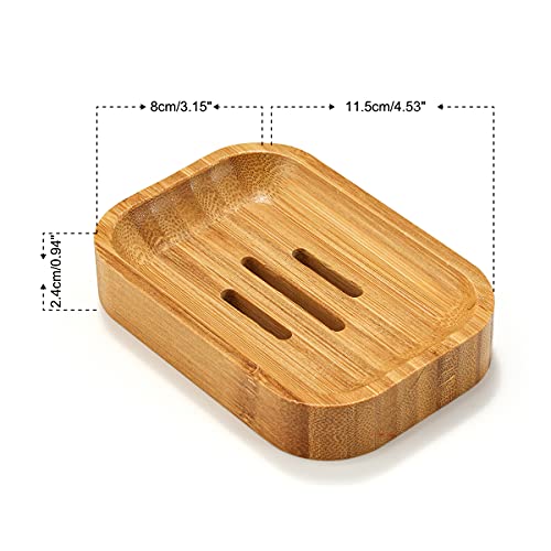GUANJUNE Pack of 2 Natural Wood Bamboo Soap Dish Holder for Bathroom Kitchen Sponges Accessories Storage 6 GUANJUNE Pack of 2 Natural Wood Bamboo Soap Dish Holder for Bathroom Kitchen Sponges Accessories Storage - Image 6