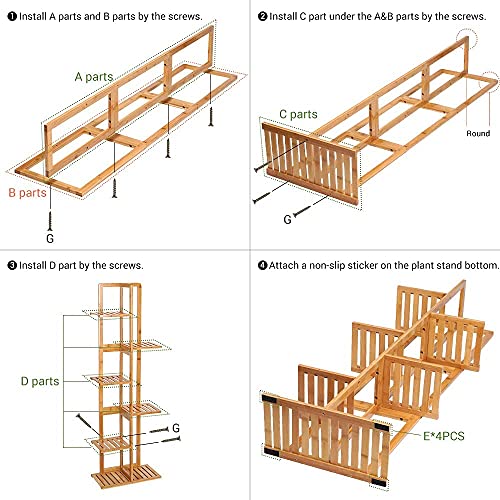 Bamboo Plant Stand 6 Tiers 7 Tall Plant Holder Stable for Indoor&Outdoor, Standing Shelf&WaterProof Organizer Storage for Patio,Corner 6 Bamboo Plant Stand 6 Tiers 7 Tall Plant Holder Stable for Indoor&Outdoor, Standing Shelf&WaterProof Organizer Storage for Patio,Corner - Image 6