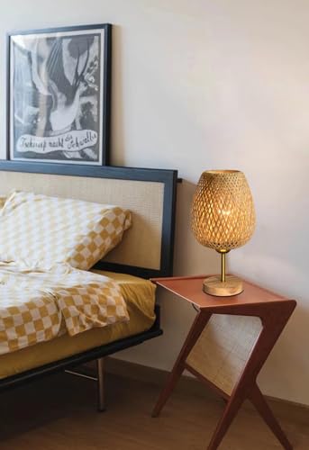 HHMTAKA Wicker Bedside Lamps, Table Lamp for Living Room Bedroom, Small Lamp with Double Layer Bamboo Lampshade for Kids Room, Study, Dorm, Office(E27 Bulb Included) 5 HHMTAKA Wicker Bedside Lamps, Table Lamp for Living Room Bedroom, Small Lamp with Double Layer Bamboo Lampshade for Kids Room, Study, Dorm, Office(E27 Bulb Included) - Image 5