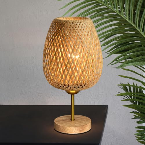 HHMTAKA Wicker Bedside Lamps, Table Lamp for Living Room Bedroom, Small Lamp with Double Layer Bamboo Lampshade for Kids Room, Study, Dorm, Office(E27 Bulb Included) 6 HHMTAKA Wicker Bedside Lamps, Table Lamp for Living Room Bedroom, Small Lamp with Double Layer Bamboo Lampshade for Kids Room, Study, Dorm, Office(E27 Bulb Included) - Image 6